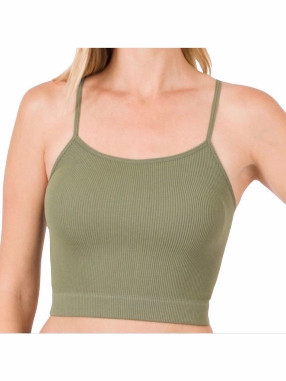 Zenana Outfitters Seamless Ribbed Cropped Cami Top